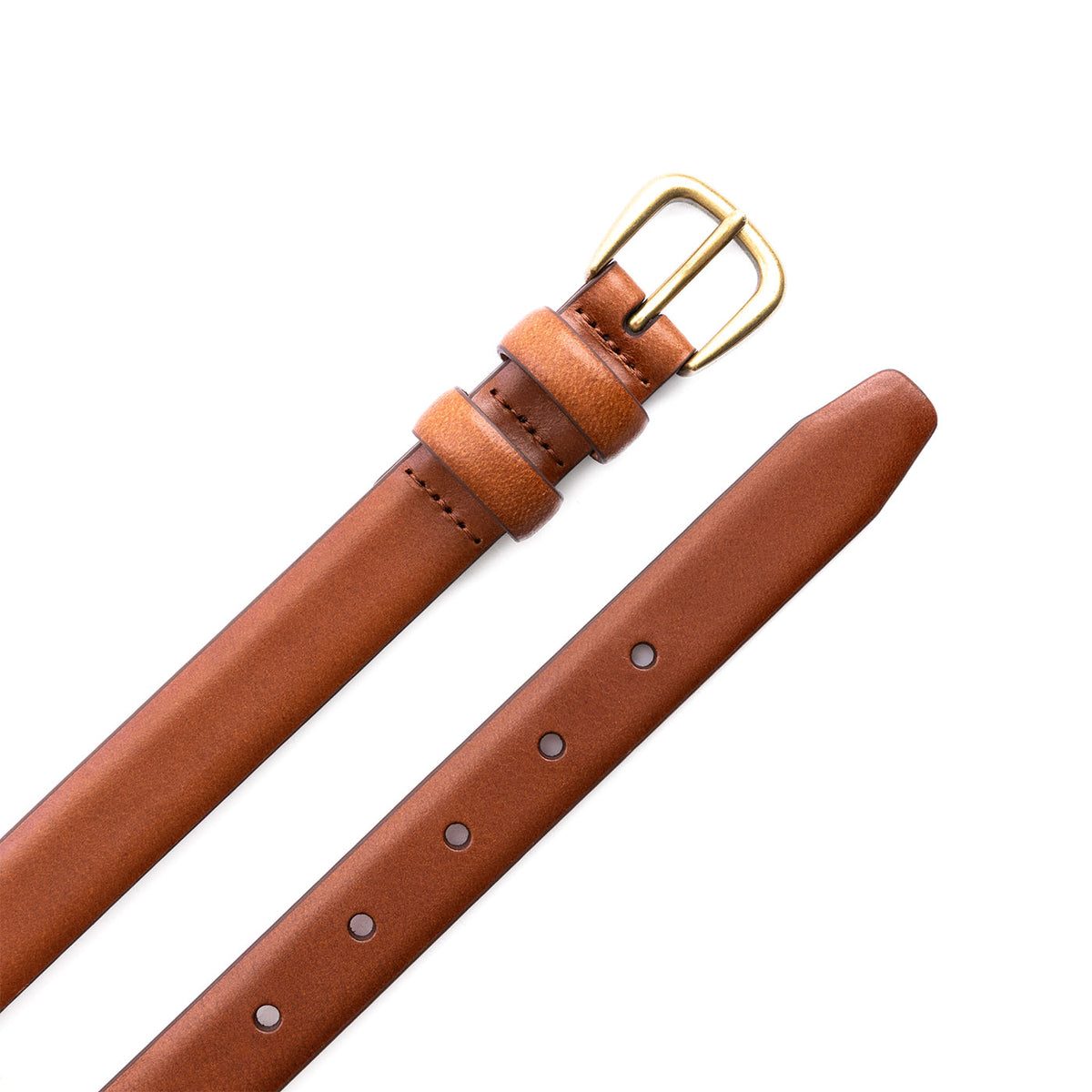 Ceinture fine à double boucle pour femme en cuir