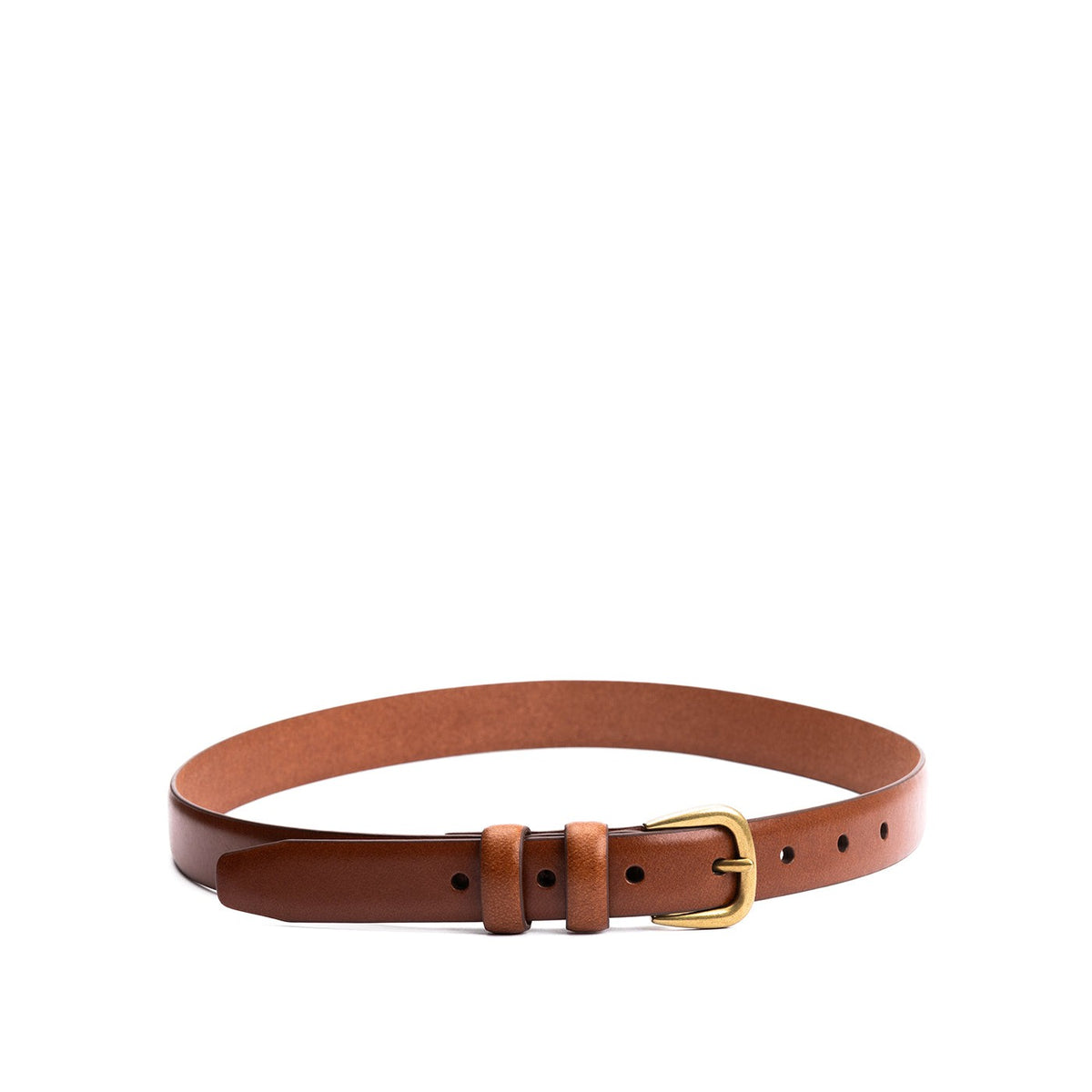 Ceinture fine à double boucle pour femme en cuir