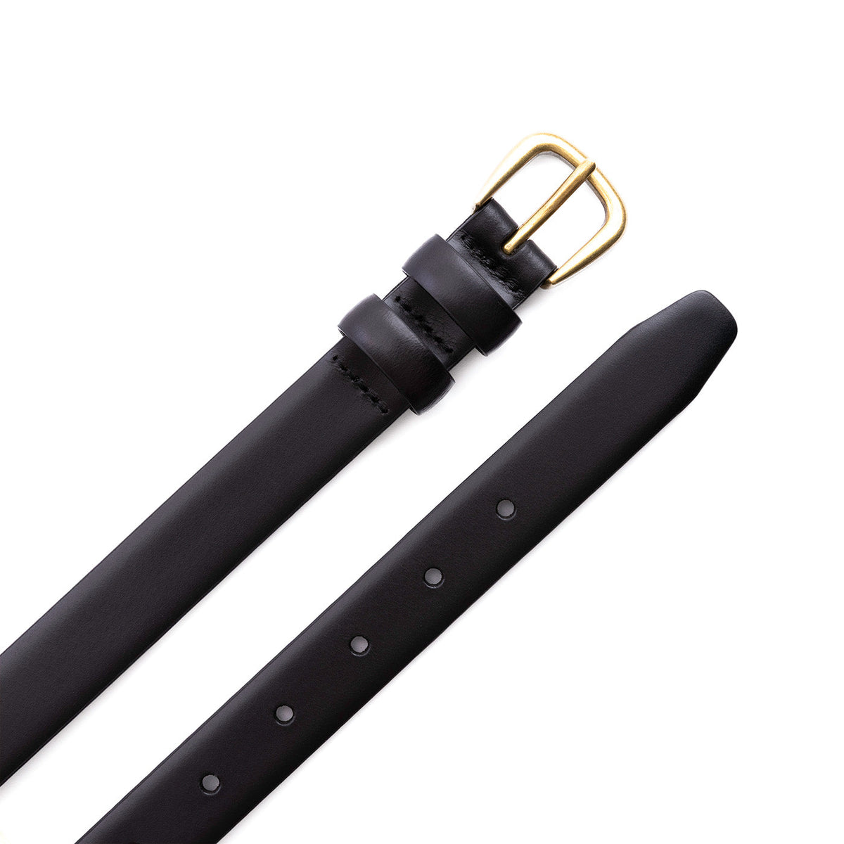Ceinture fine à double boucle pour femme en cuir