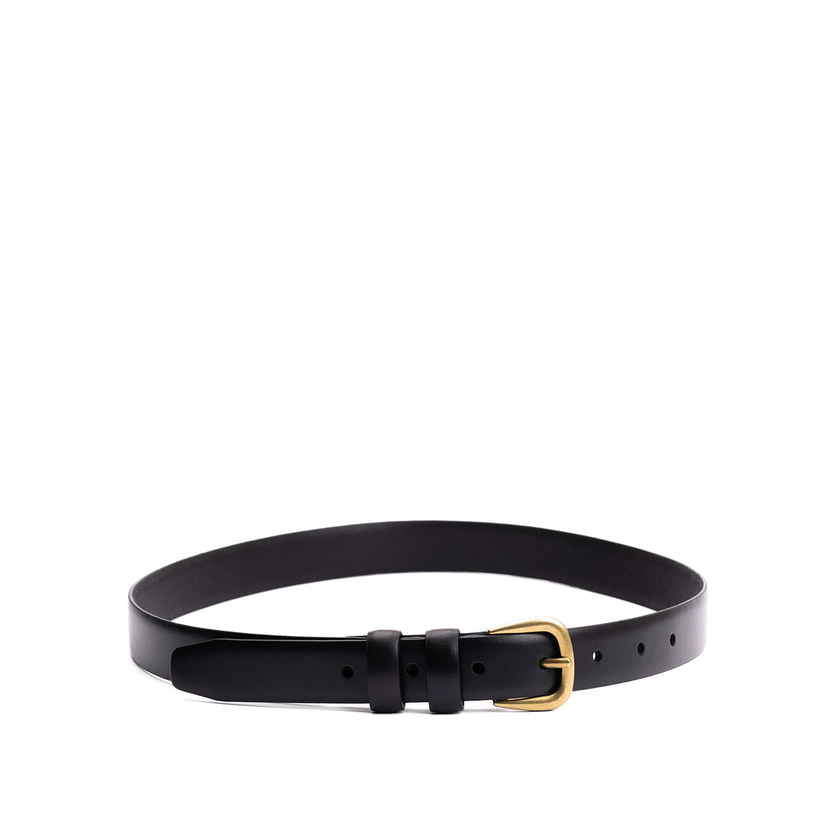 Ceinture fine à double boucle pour femme en cuir