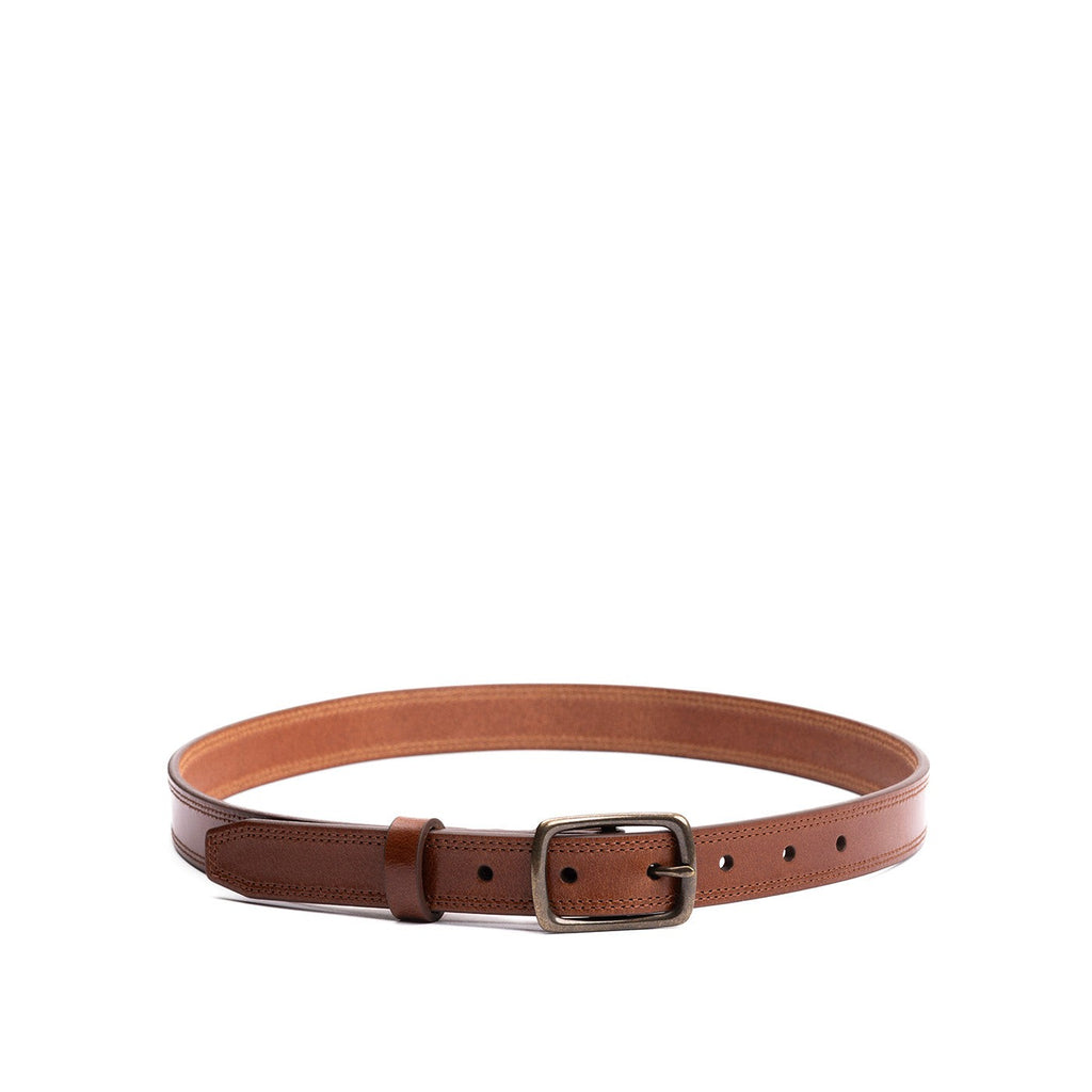 Cinturón de piel para mujer de doble costura y diseño estrecho