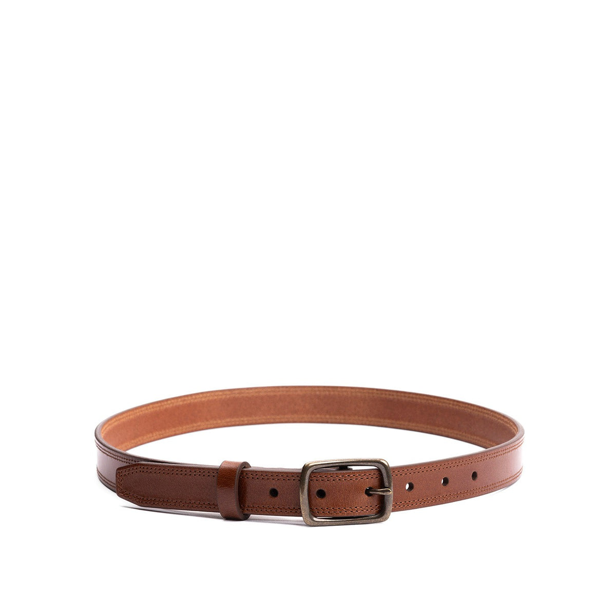 Ceinture fine en cuir à double surpiqûre pour femme