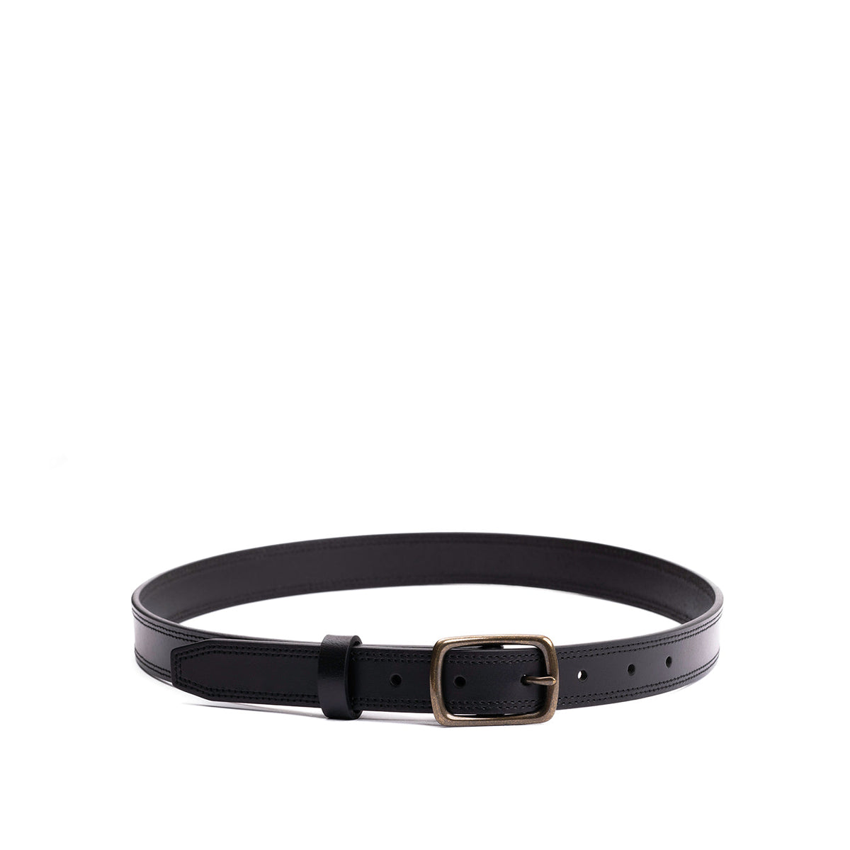Ceinture fine en cuir à double surpiqûre pour femme