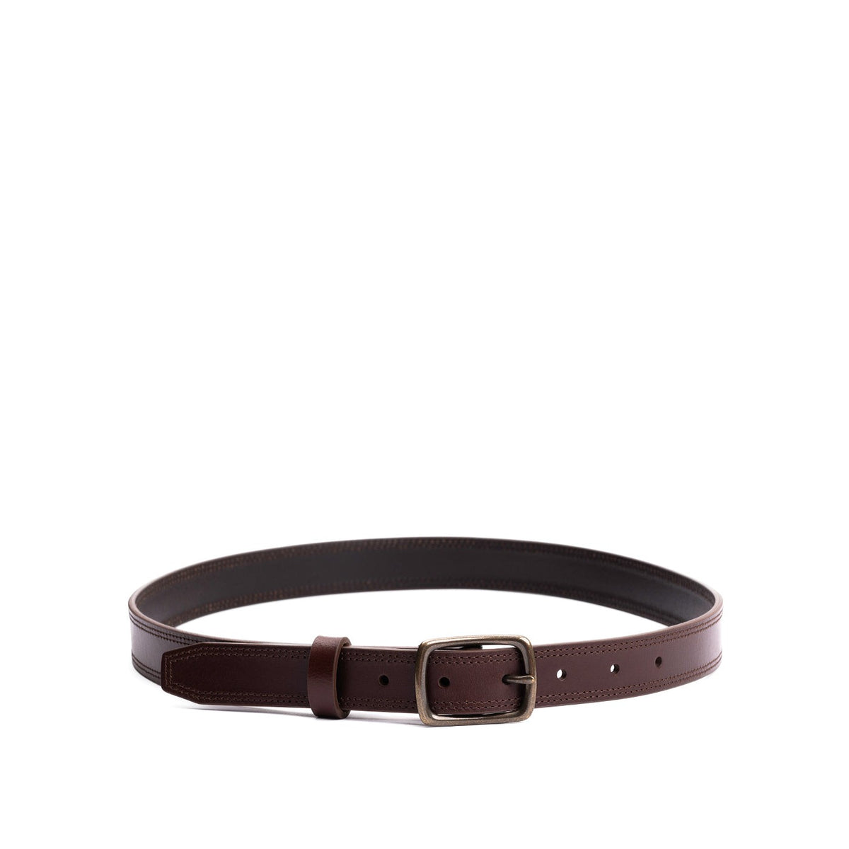 Ceinture fine en cuir à double surpiqûre pour femme